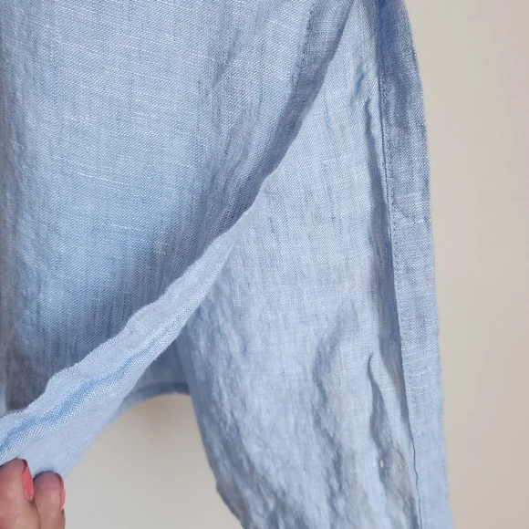 Saks Fifth Avenue Linen ight Blue Button-Up Tunic Shirt Shirtdress Sz M - Picture 6 of 8